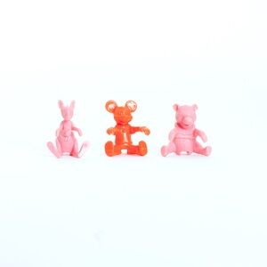 Vintage Marx Disney Pencil Toppers Roo, Pooh, Mickey Mouse Pink Orange